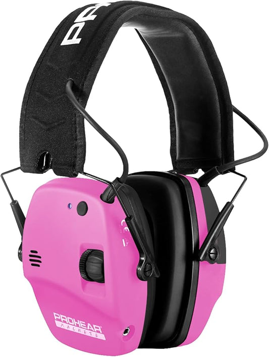 PROHEAR 030 Bluetooth 5.4 Electronic Shooting Ear Protection Earmuffs, Noise Reduction Sound Amplification Hearing Protector for Gun Range and Hunting - Pink