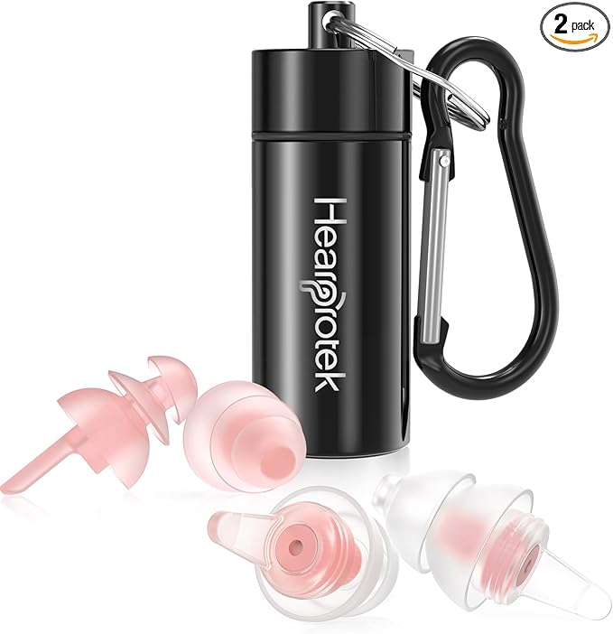 Hearprotek Sleeping Ear Plugs,2 Pairs Ear Plugs (32db & 30db) Ultra Soft Noise Reduction and Hearing Protection earplugs for Side Sleepers, snoring, Travel, Working, Safety (Pink)
