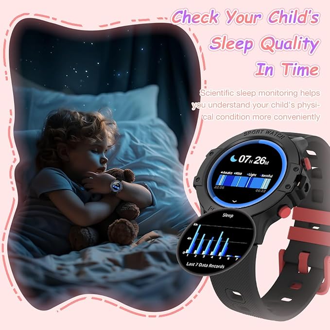 Upgraded Kids2 Smart Watches for Kids, 1.27" HD Screen Game Smart Watch for Boys Girls, IP67 Waterproof, Heart Rate/Sleep Monitoring, Sports Modes Activities Tracker, Compatible for Android iOS