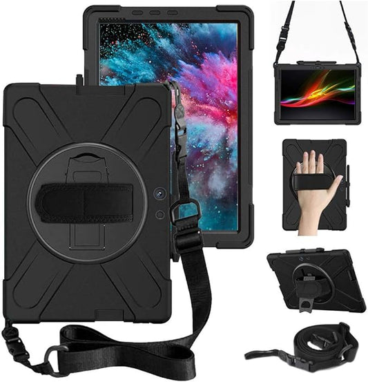 DreamerX for Microsoft Surface Pro X 13 inch Case 2019/2020/2021, Heavy Duty Military-Grade Shockproof Rugged Drop Protective Silicone Cover with Rotating Stand Hand Strap Shoulder Strap Pencil Holder
