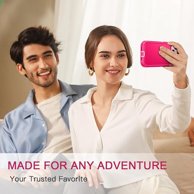 for iPhone 15 Case Shockproof Dust/Drop Proof 3-Layer Full Body Protection [Without Screen Protector] Rugged Heavy Duty Cover Case for Apple iPhone 15 6.1" 2023,Pink/White