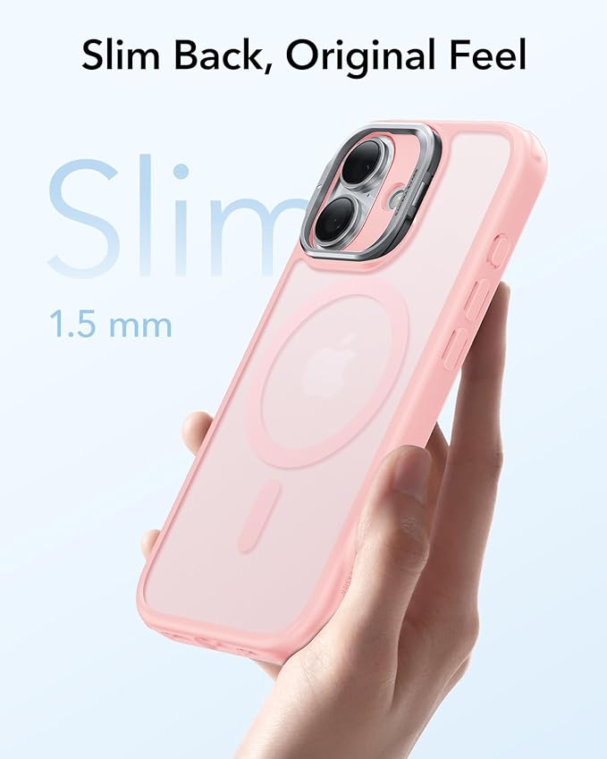 ESR for iPhone 17 Case with Stand, Camera Control Cover Compatible with MagSafe, Military-Grade Drop Protection Magnetic Phone Case for iPhone 17, Scratch-Resistant Back Cover,Frosted Bubblegum Pink