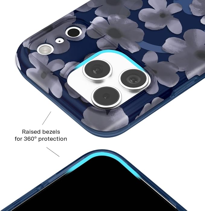VELVET CAVIAR Case for iPhone 17 Pro Max | Compatible with MagSafe | 10ft Drop Tested | Protective Designer Cases | Midnight Blossom Blue Flowers