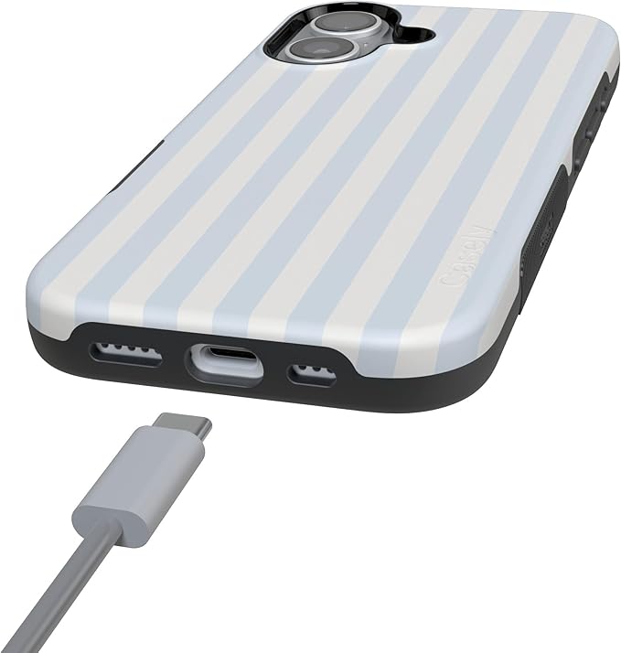 Casely iPhone 17 Case | Blue Stripes | Sunday Best | Compatible with MagSafe | Bold Protective Design