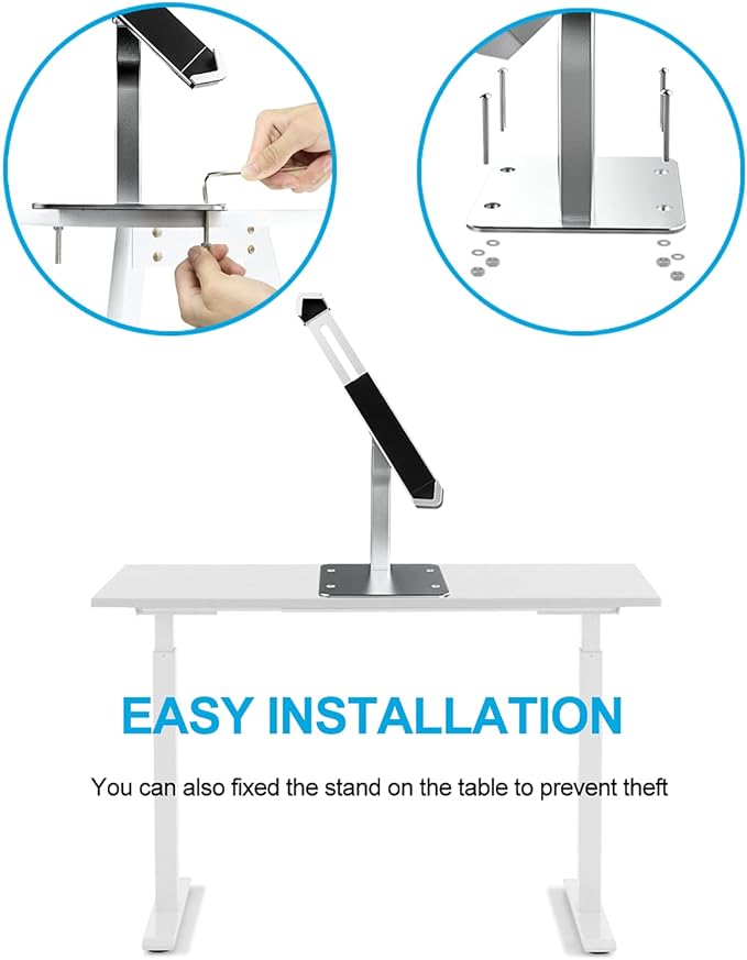 woleyi Anti-Theft Desktop Tablet Kiosk Stand Holder, Heavy Duty Countertop Tablet POS Display Mount with Security Lock and Key, Compatible with iPad Pro/Air/Mini, Galaxy Tabs, More 7-11" Tablets