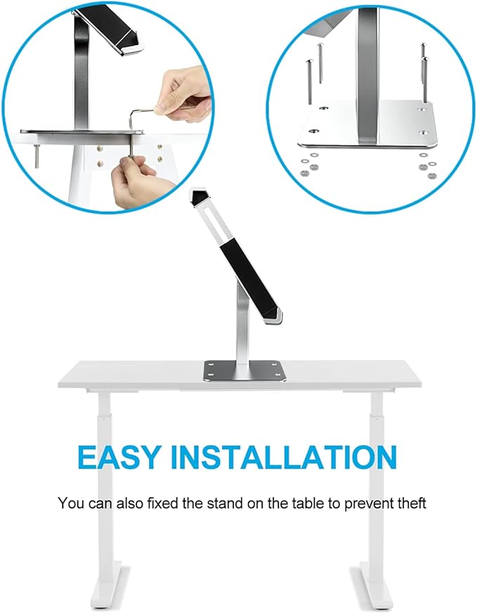 woleyi Anti-Theft Desktop Tablet Kiosk Stand Holder, Heavy Duty Countertop Tablet POS Display Mount with Security Lock and Key, Compatible iPad Pro/Air/Mini, Galaxy Tabs, Surface, More 7-11" Tablets