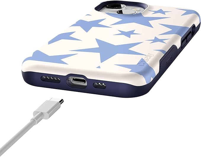 Casely iPhone 14 Case | Stars Align | Blue & White Stars | Compatible with MagSafe | Bold Protective Design