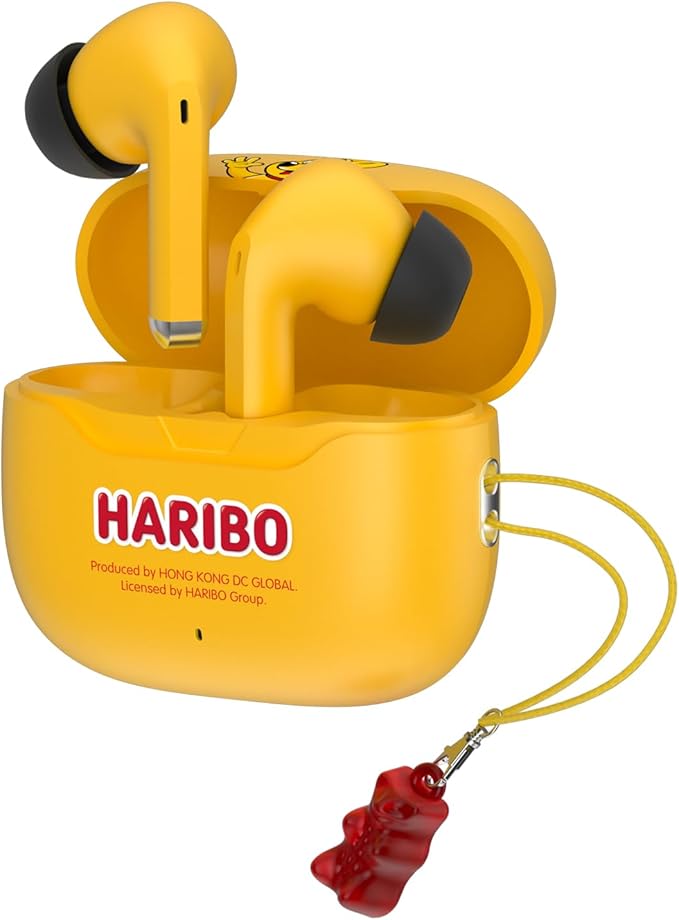 Haribo Wireless Earbuds, Bluetooth 5.3 TWS, 13mm Bass Driver, ENC Noise Reduction, IPX4, USB-C Charging, Gummy Bear Style