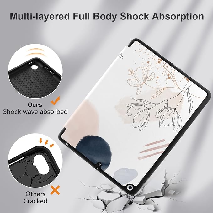 DONGKE Case Compatible with iPad 10.2 Inch 2021 2020 2019 iPad 9th/8th/7th Generation with Pencil Holder, Slim Stand Protective Case with Soft TPU Back, Auto Sleep/Wake Cover, Abstract Flowers