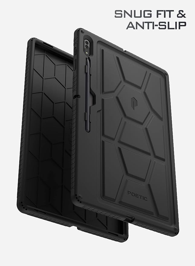 Poetic TurtleSkin Case Designed for Samsung Galaxy Tab S8 Ultra Case 14.6 Inch 2022, Heavy Duty Shockproof Rugged Kids Friendly Drop Protection Silicone Cover Case, Black