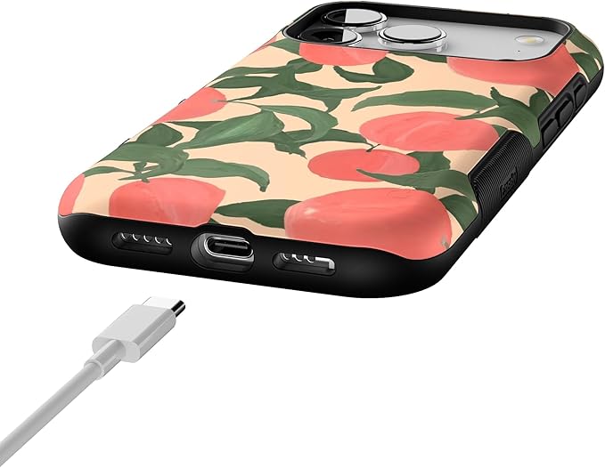 Casely iPhone 17 Pro Case | Feeling Peachy | Blush Vines | Bold Protective Design | Compatible with MagSafe