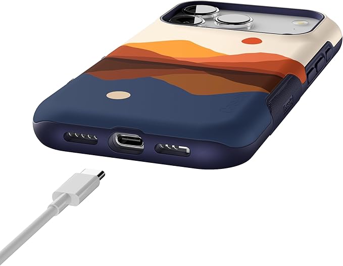 Casely iPhone 17 Pro Case | Opposites Attract | Day & Night Colorblock Mountains | Compatible with MagSafe | Bold Protective Design