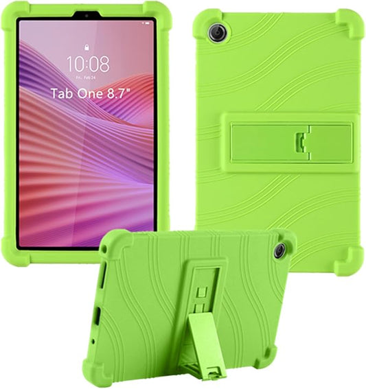 Case for Lenovo Tab One 8.7 Inch Tablet 2025 (TB305FU), Kids Friendly Soft Silicone Adjustable Stand Cover for Lenovo Tab K9 Tablet 8.7 inch Tablets (Green)