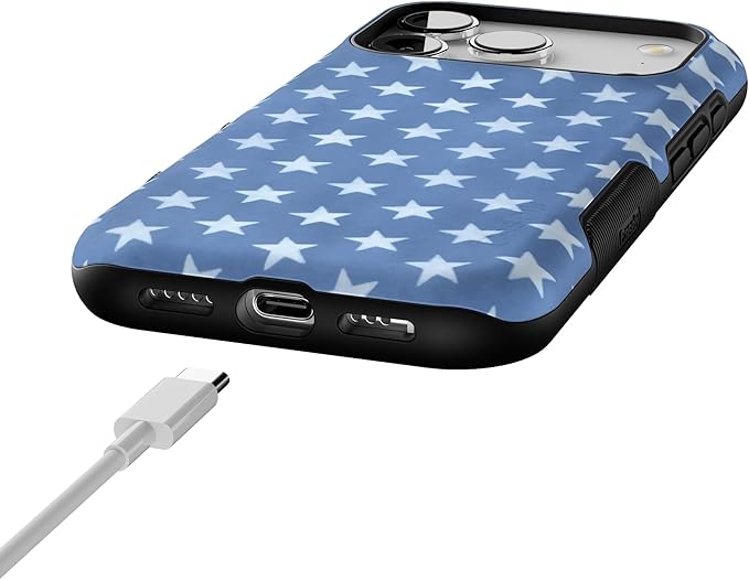 Casely iPhone 17 Pro Case | Coastal Blues | Denim Stars | Bold Protective Design | Compatible with MagSafe