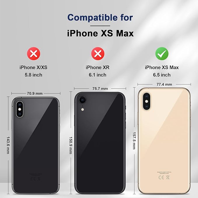 Jasonyu Flip Wallet Case for iPhone Xs Max,Leather Magnetic Folio Cover with Card Holder,Kickstand - TPU Shockproof Durable Protective Phone Case,Blue