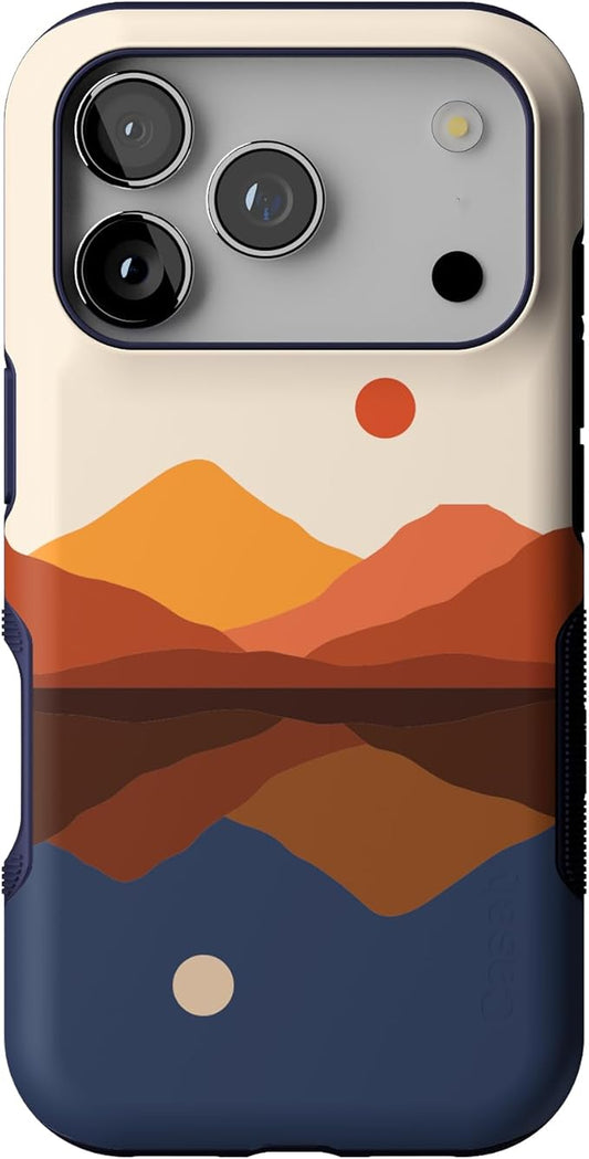 Casely iPhone 17 Pro Case | Opposites Attract | Day & Night Colorblock Mountains | Compatible with MagSafe | Bold Protective Design