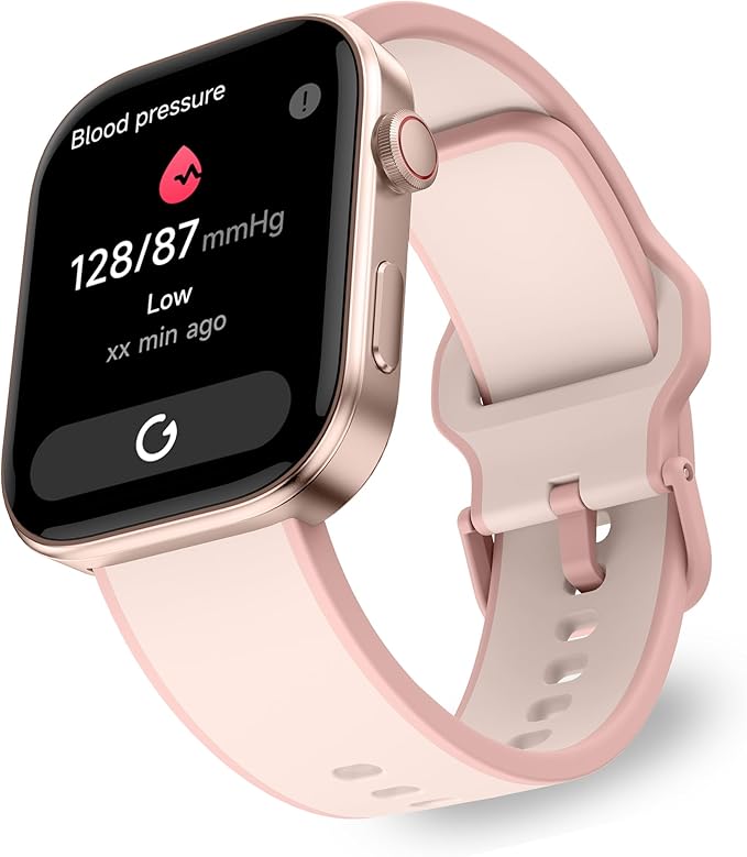 OCTANDRA Beyond VeryFit Smart Watch for Men Women 1.99" AMOLED Screen AI Voice 3ATM Fitness Tracker Watch Heart Rate/Blood Pressure/Oxygen Saturation/Stress/Step/Sleep Monitor (GTX12) (Pink)