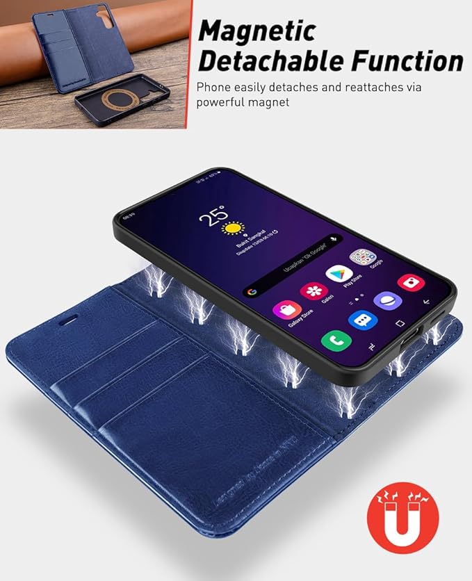 OCASE for Samsung Galaxy S24 Detachable Wallet Case with Card Holder, [2 in 1] PU Leather Flip Folio Case with RFID Blocking Magnetic Stand Removable Shockproof Phone Cover, Blue