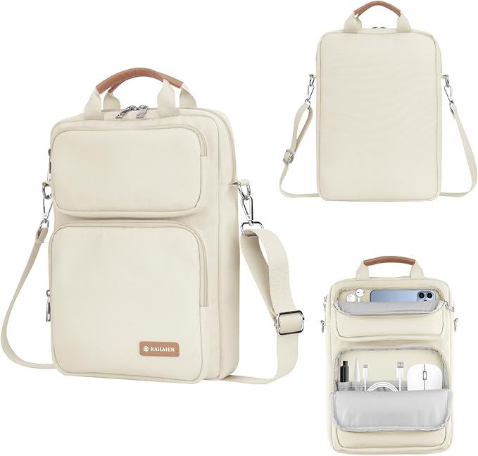 10-13 Inch Tablet Sleeve Bag, Ipad Bag for 13 In/11 in New iPad Pro M4 & 13 in Air M2 2024,iPad Pro 12.9 M2&M1,Ipad 10.9,Galaxy Tab S8+/S9+ 12.4,with Removable Shoulder Strap (Beige)