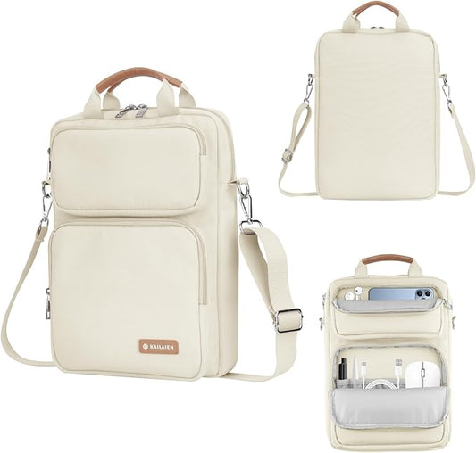 10-13 Inch Tablet Sleeve Bag, Ipad Bag for 13 In/11 in New iPad Pro M4 & 13 in Air M2 2024,iPad Pro 12.9 M2&M1,Ipad 10.9,Galaxy Tab S8+/S9+ 12.4,with Removable Shoulder Strap (Beige)