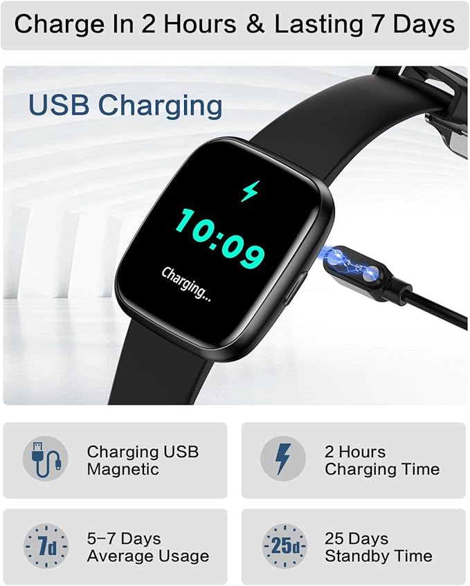 Smart Watches for Men/Women, 1.75" Bluetooth Call, AI Voice Smartwatch, 24/7 Heart Rate Monitor, Blood Pressure/SpO2/Sleep Tracker, IP68 Waterproof, 100+ Sports Fitness Tracker for Android iOS Black