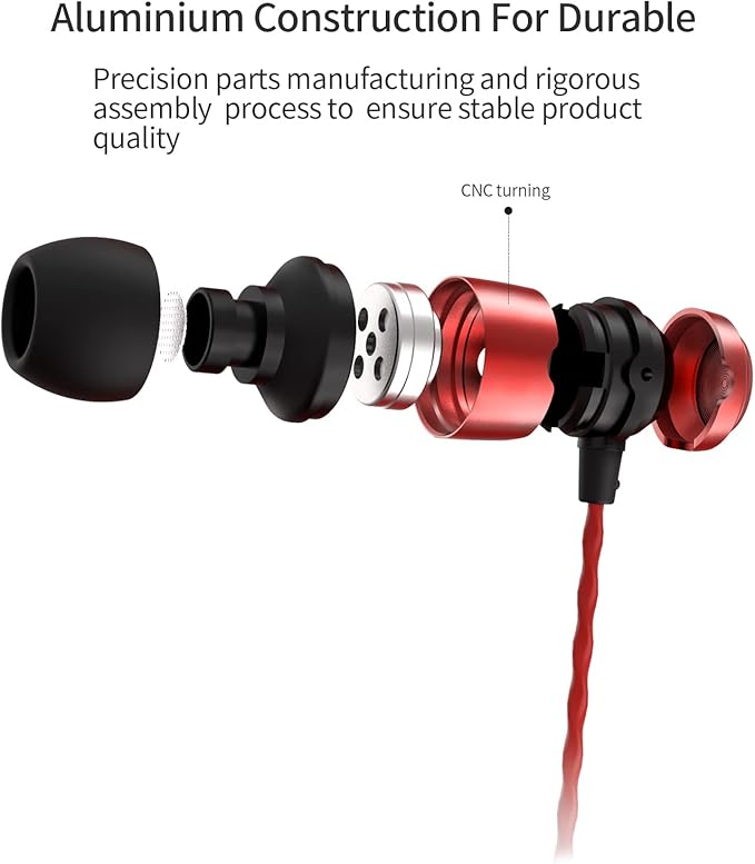 SoundMAGIC E50 Wired Earbuds No Microphone in Ear Monitor HiFi Earphones Noise Isolating Headphones Comfortable Fit Black Red