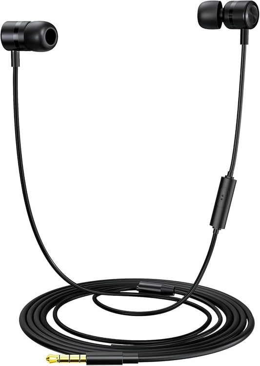 EP-06 Wired Earbuds in-Ear Earphones,Build-in Microphone Noise Isolating Headphones,3.5mm Jack 4.9ft Long Cord Ear Buds,HD Bass Audio,with 6 Ear Tips,for Smartphones/Laptop/Computer Etc-Black