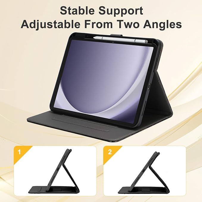 Elegant Case for Samsung Galaxy Tab A9 Plus 11 Inch 2023（Model: SM-X210/X216/X218）, Premium Leather Crocodile Cover | Stand | Card Pockets| Wrist Strap| S Pen Holder (Dark Green)