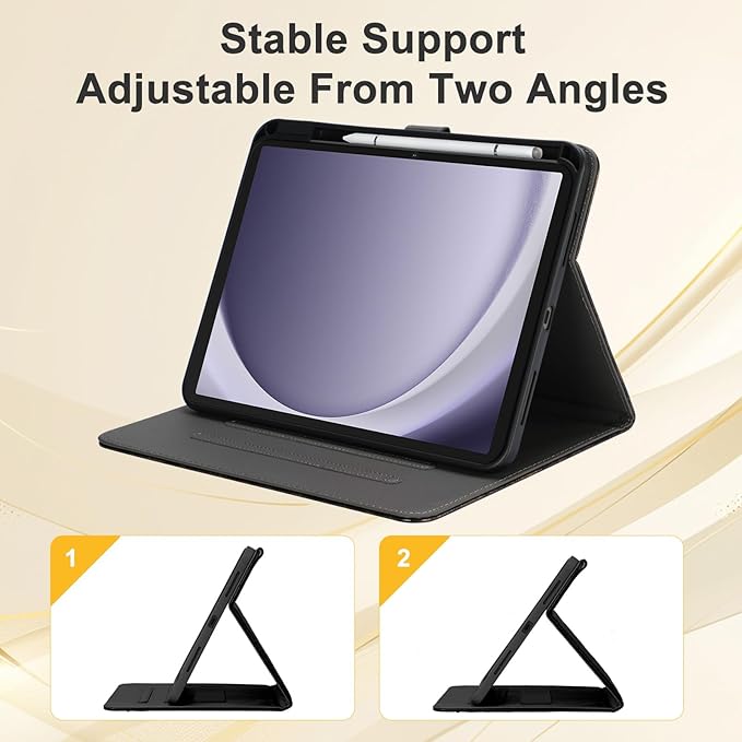 Elegant Case for Samsung Galaxy Tab A9 Plus 11 Inch 2023（Model: SM-X210/X216/X218）, Premium Leather Crocodile Cover | Stand | Card Pockets| Wrist Strap| S Pen Holde for Women Girls(Black)