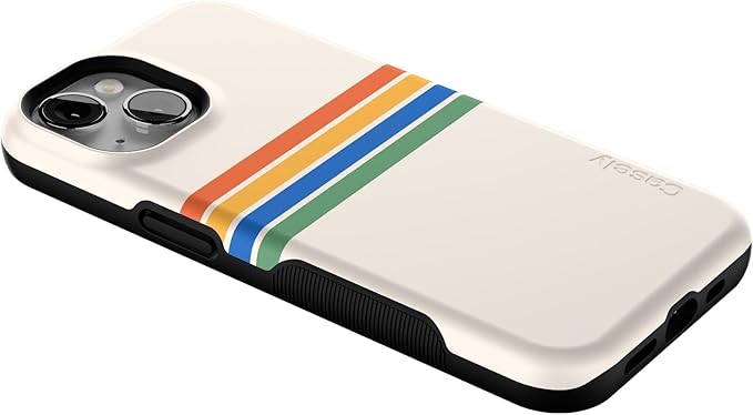 Casely iPhone 14 Case | Totally Groovy | Rainbow Stripes Colorblock | Compatible with MagSafe | Bold Protective Design