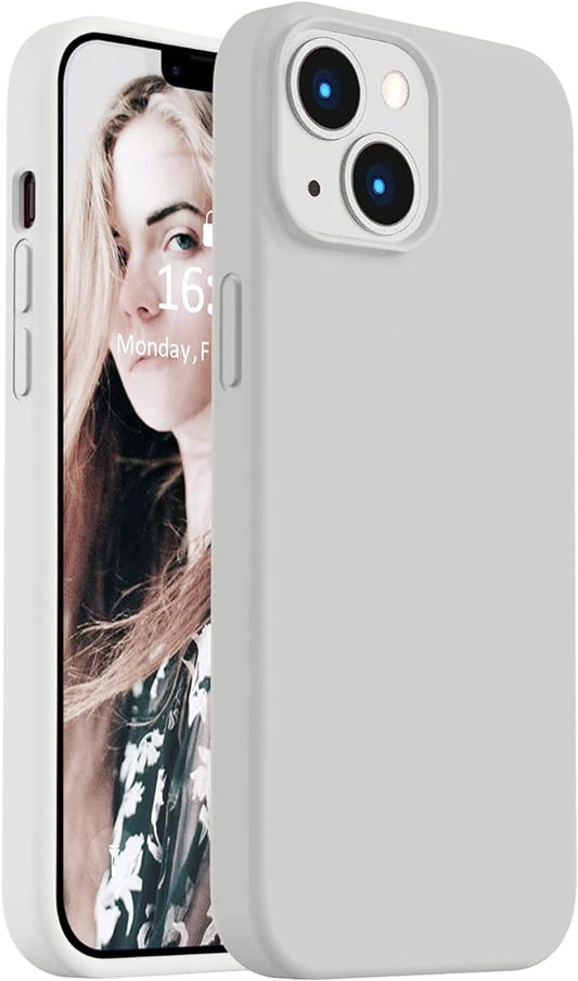 Vooii Compatible with iPhone 14 Case,[Silky Touch Premium Liquid Silicone] [Soft Anti-Scratch Microfiber Lining], Ultra Slim Shockproof Protective Case for iPhone 14 - Stone