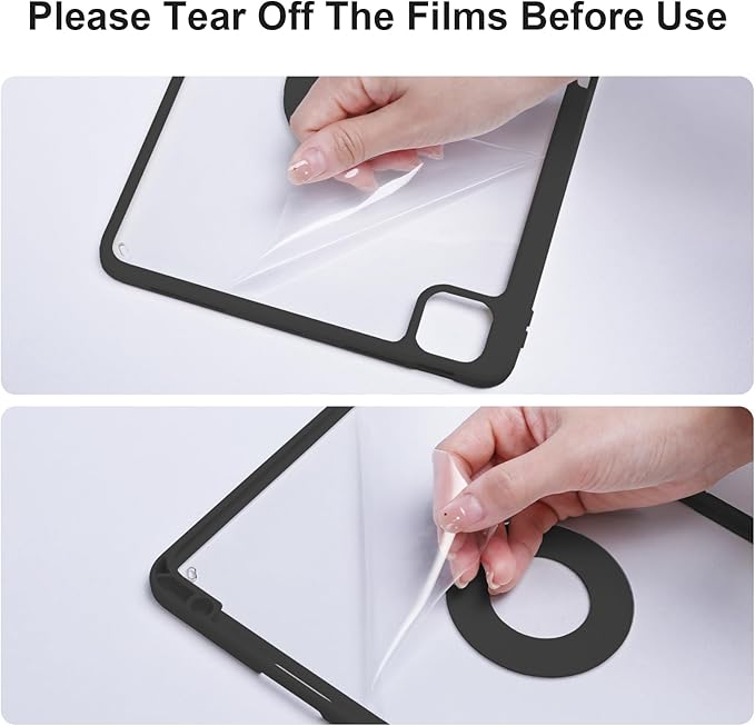 Case for iPad Air 13 Inch M3/M2 2025/2024, iPad Pro 12.9 Inch 6th/5th Generation 2022/2021 with Pencil Holder, Vertical Stand, Detachable Magnetic Trifold Stand Case,Auto Wake/Sleep, Black