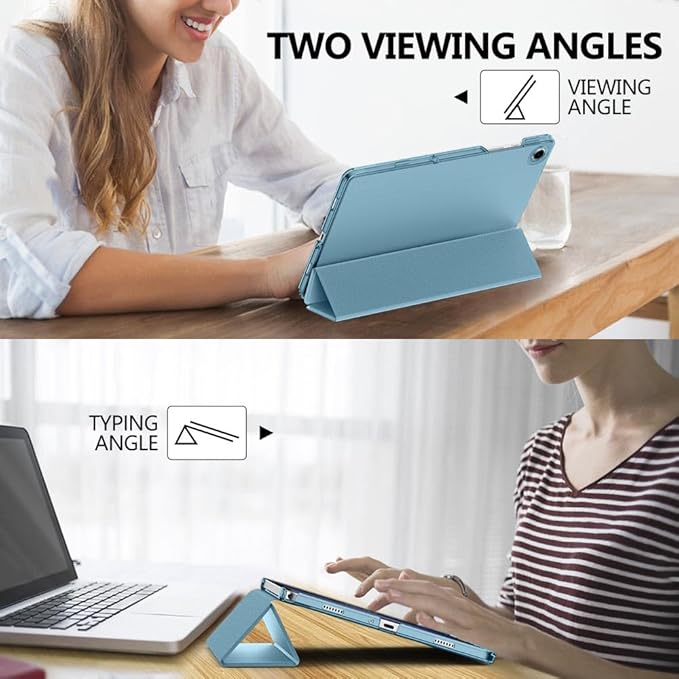 MoKo Case for Galaxy Tab A9+/A9 Plus 11 inch 2023, Slim Stand Protective Smart Cover with Hard PC Translucent Back Shell for Tab A9 Plus Tablet (SM-X210/X216/X218), Auto Wake/Sleep, MistyBlue