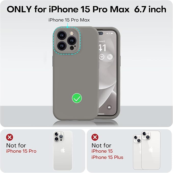 Vooii Compatible with iPhone 15 Pro Max Case,Upgraded Premium Silicone,[Camera Protection] [Soft Anti-Scratch Microfiber Lining] Shockproof Phone Case for iPhone 15 Pro Max 6.7 inch - Natural Titanium