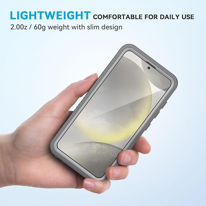 Lanhiem for Samsung Galaxy S24 Case (Not for S24FE/S24+), IP68 Waterproof Dustproof, Built-in Screen Protector, Rugged Full Body Shockproof Protective Cover for S24 5G 6.2 Inch, Marble Gray