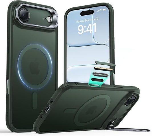 ESR for iPhone Air Case with Stand, Camera Control Cover Compatible with MagSafe, Military-Grade Drop Protection Magnetic Phone Case for iPhone 17 Air Case, Scratch-Resistant Back Cover,Frosted Green