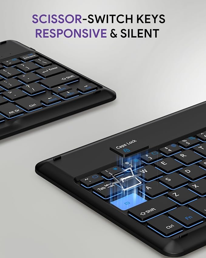 Keyboard Case for Lenovo Tab 10.1" 2025 (TB311FU / TB311XU), Wireless Keyboard with Twill Cover Case & Pen Slot & Adjustable Stand & Backlit Keys, Lenovo Tab 10.1 inch Keyboard