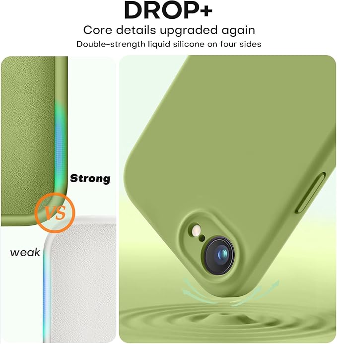 Vooii Compatible with iPhone 16e Case, Liquid Silicone Upgrade [Camera Protection] [Soft Anti-Scratch Microfiber Lining] Shockproof Phone Case for iPhone 16e 6.1 inch - Cedar Green