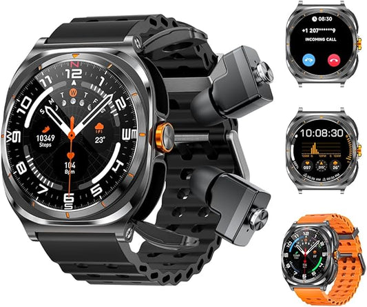 Smart Watch with Earbuds Inside，Answer Calls and Listen to Music， Fitness Tracking Watch, More Than 100 Sports Modes to Choose from, Breathable Double Strap,DIY Watch Faces for Men Dad Husband