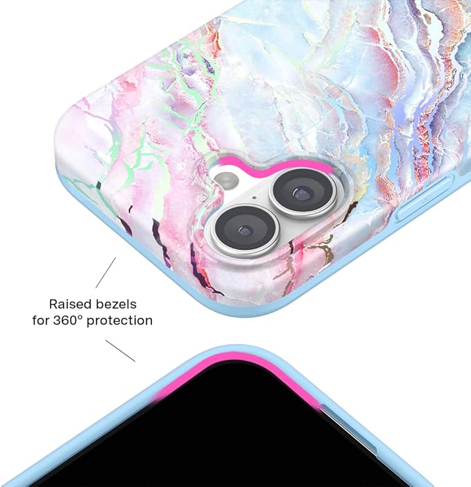 VELVET CAVIAR Case for iPhone 17 | Compatible with MagSafe | 10ft Drop Tested | Protective Designer Cases | Holographic Moonstone Marble