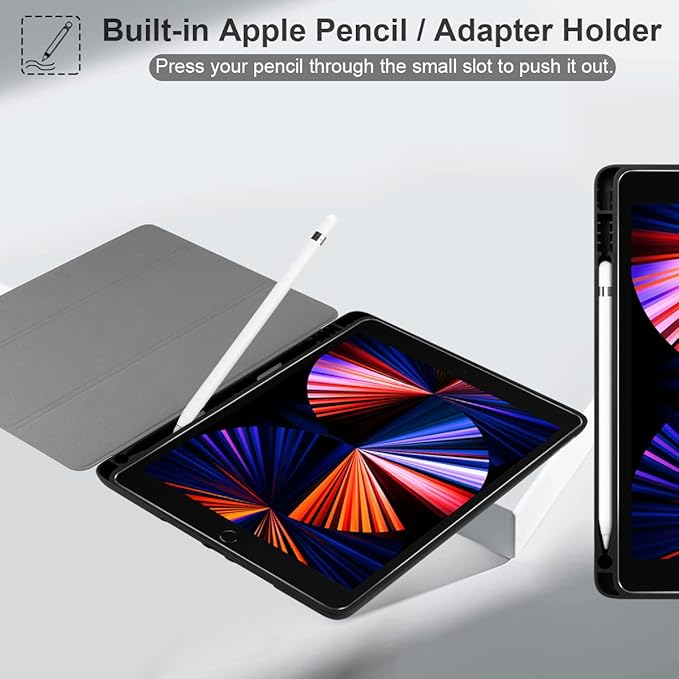 DONGKE Case Compatible with iPad 10.2 Inch 2021 2020 2019 iPad 9th/8th/7th Generation with Pencil Holder, Slim Stand Protective Case with Soft TPU Back, Auto Sleep/Wake Cover, Retro Flowers