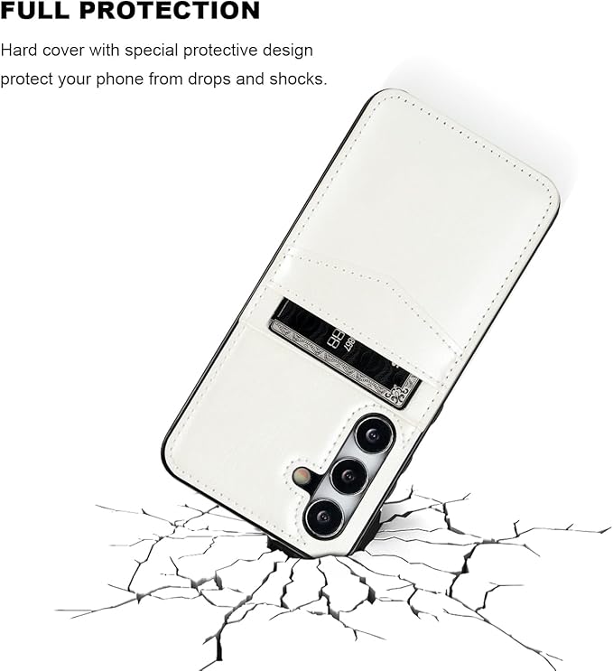 KIHUWEY for Samsung Galaxy S24 Case Wallet with Credit Card Holder, Flip Premium Leather Magnetic Clasp Kickstand Heavy Duty Protective Cover for Samsung Galaxy S24 6.2" (White)