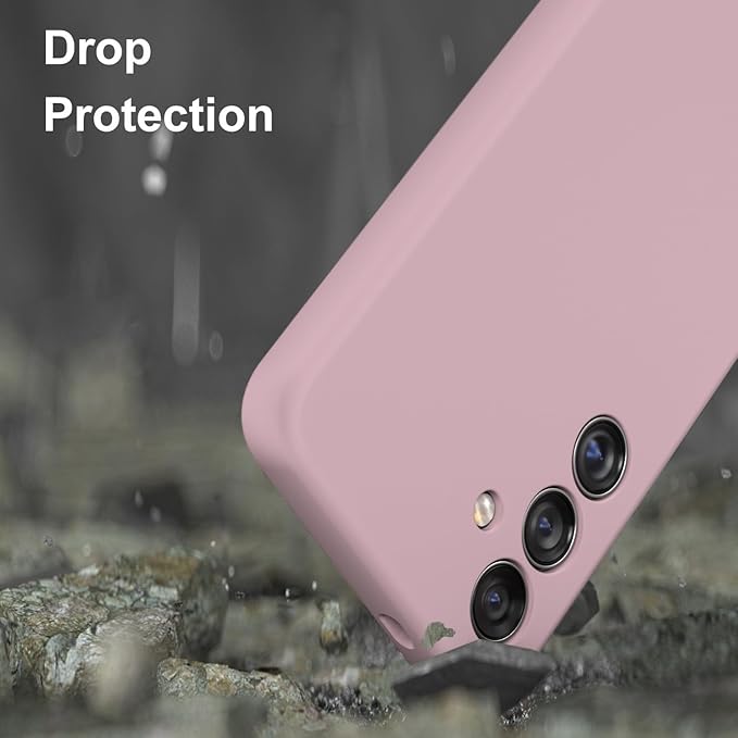 E Segoi Designed for Galaxy S24 Case, Liquid Silicone Gel Rubber Shockproof Case Soft Microfiber Cloth Lining Cushion Compatible with Galaxy S24 5G 6.2 inch (Pink Sand, S24-6.2")