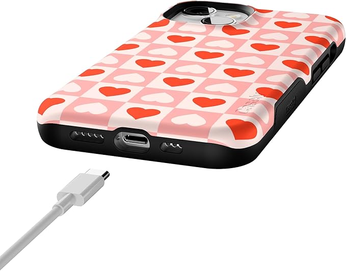 Casely iPhone 14 Case | King of My Heart | Checkered Hearts | Compatible with MagSafe | Bold Protective Design