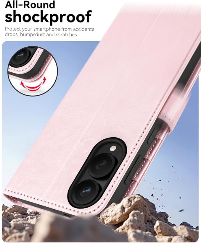 OCASE Compatible with Galaxy S25 Edge Wallet Case, PU Leather Flip Folio Case with Card Holders RFID Blocking Kickstand [Shockproof TPU Inner Shell] Protective Phone Cover 2025, Pink