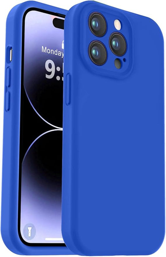 Vooii Compatible with iPhone 14 Pro Max Case, Liquid Silicone Upgrade [Camera Protection] [Soft Anti-Scratch Microfiber Lining] Shockproof Phone Case for iPhone 14 Pro Max 6.7 inch - Klein Blue