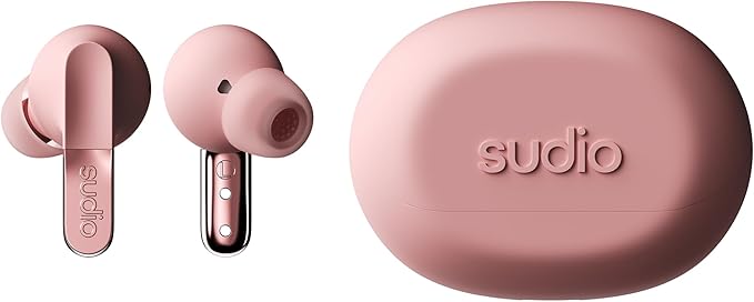 sudio N3 Pro Wireless Earbuds – Active Noise Cancelling (ANC), 30-Hour Playtime, Sweat & Splashproof, Eco-Friendly Design with Recycled Materials, Comfortable Fit, Premium Metallic Finish (Pink)