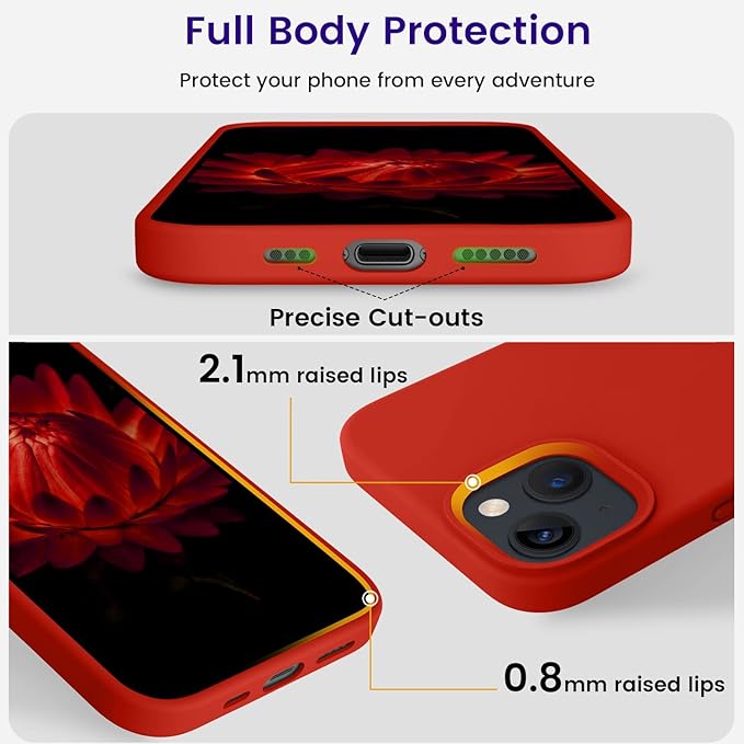 OTOFLY Designed for iPhone 14 Case, Silicone Shockproof Slim Thin Phone Case for iPhone 14 6.1 inch (Red)