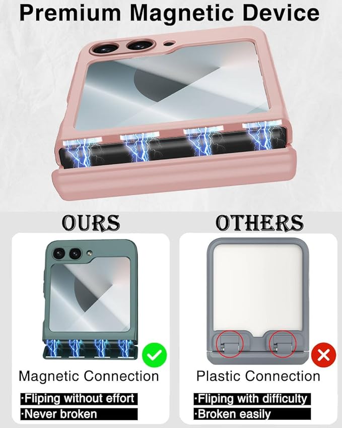 STORMTAL for Samsung Galaxy Z Flip 6 Case/Z Flip 7 FE Case, Hinge Protection, Built-in Screen Protector, Wireless Charging, Slim Rugged Phone Protective Case for Galaxy Z Flip 6 Pink