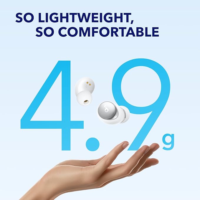 Soundcore by Anker Space A40 Auto-Adjustable Active Noise Cancelling Wireless Earbuds, Reduce Noise by Up to 98%, 50H Playtime, Comfortable Fit, App Customization, Wireless Charge (White)